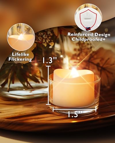 Homemory 24-Pack Flameless Tea Lights Candles Battery Operated, 200+ Hours - color: Bright Amber Glow – White Body, size: Pack of 24