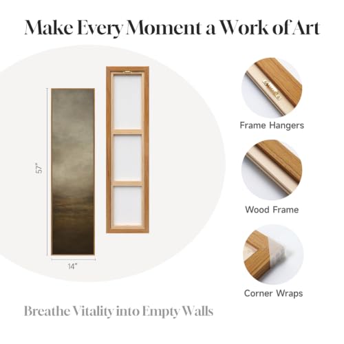 Framed Long Narrow Abstract Neutral Brown Rustic Vertical Wall Art, 14x56 - color: Neutral Brown, size: 56"L x 14"W