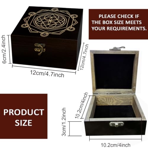 arricraft Small Wooden Keepsake Storage Box, Geometry Array Pattern