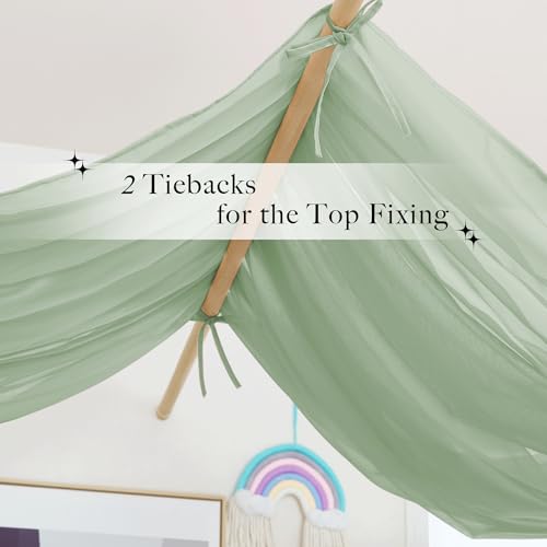 NICETOWN Sage Green Kids Bed Canopy for Bedroom - Decorative Soft Voile Sheer Window Scarf DIY Ascot Top Bed Scarf for Kids Room, W114 x L160, 1 Panel - color: Sage Green, size: 114"W x 160"L (Pack of 1)