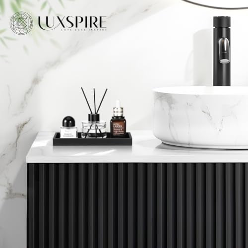 Luxspire 2 Pack Silicone Bathroom Tray 7.9" Vanity Tray, Matte Black - color: Matte Black, size: 7.87 × 3.94 × 0.79 in