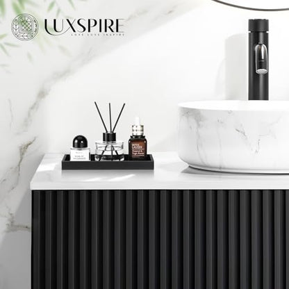 Luxspire 2 Pack Silicone Bathroom Tray 7.9" Vanity Tray, Matte Black - color: Matte Black, size: 7.87 × 3.94 × 0.79 in