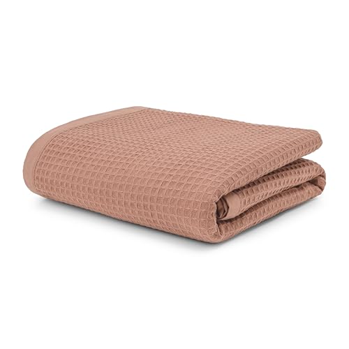 100% Long Staple Cotton Waffle Multipurpose Blanket | Soft & Breathable, Lightweight All-Season Throw for Bed/Couch/Sofa | Machine Washable | (Waffle-Coffee, Twin) - color: Waffle-coffee, size: Twin