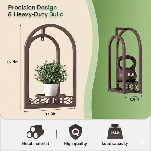 3 Pack Wall Plant Stands, Indoor Plant Holders Apartment, Coffee - color: 3 Pack Coffee