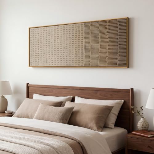 Large Framed Neutral Wabi Sabi Abstract Wall Art, Long Vertical 60x20 In - color: Neutral Marks, size: 60"L x 20"W