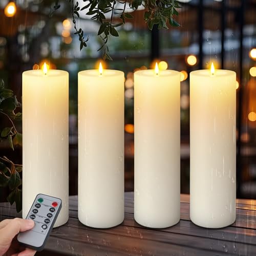 14"×4" Large Outdoor Flameless LED Candles, IP45 Waterproof, White 4 Pack - color: White, size: 14 X 4in-4Pack