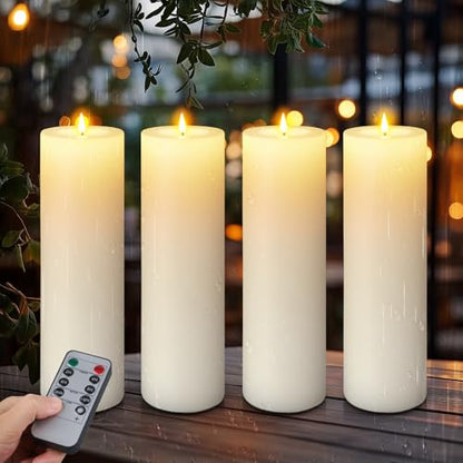14"×4" Large Outdoor Flameless LED Candles, IP45 Waterproof, White 4 Pack - color: White, size: 14 X 4in-4Pack