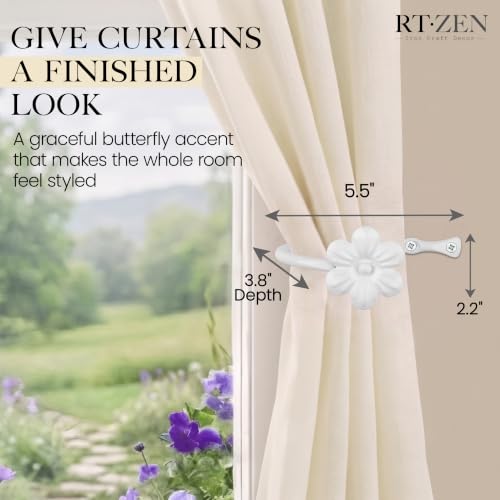 RTZEN Metal Curtain Tiebacks, Drapery Holders for Wall, 2 Pcs - size: Medium, style: Flower - W