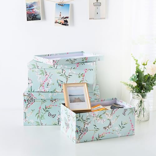 Soul & Lane - Butterfly Photo Storage Boxes with Lids, Set of 3 - color: Butterflies in Flight