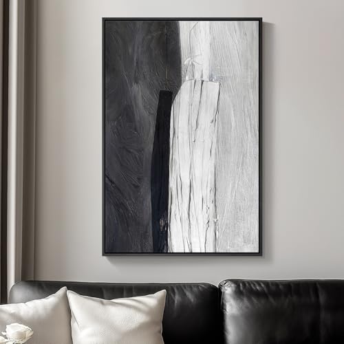 Framed Black and White Modern Abstract Wall Art, 1 Piece 24x36 In - color: Black White B