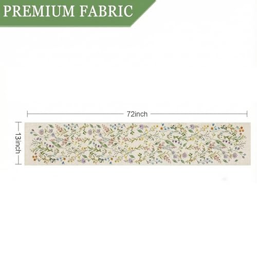 ONFAON Spring Table Runner,Wildflowers Floral Seasonal Summer Kitchen Dining Table Decoration for Home Party Decor 13x72 Inch - size: spring04