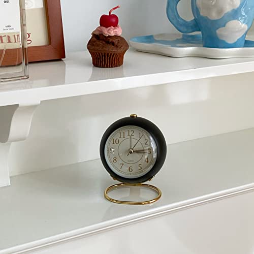 SHISEDECO Small Tableclocks Classic Non-Ticking Tabletop Alarm Clock, Black - color: Black Gold