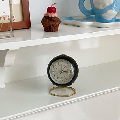 SHISEDECO Small Tableclocks Classic Non-Ticking Tabletop Alarm Clock, Black - color: Black Gold