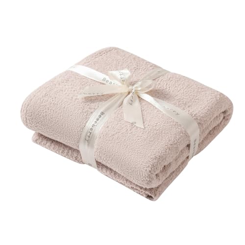 bearberry Knit Throw Blanket 53x71 Beige Super Soft Plush for Couch - color: Beige, size: Throw XL(53″x71″)