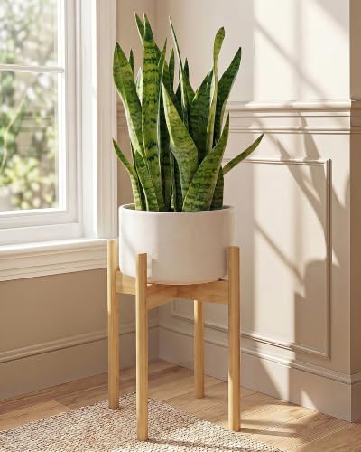 Bamworld 16.9in Adjustable Plant Stand Indoor Bamboo Plant Stand Natural - color: Natural, size: 16.9in