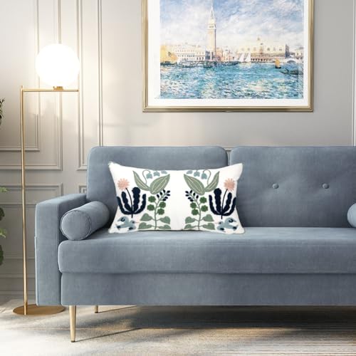 Alysheer Floral Embroidered Throw Pillow Cover 12"x 20", 1pc Blue Green - color: - Blue Green, size: 20" x 12" (Pack of 1)