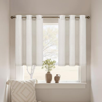 Jowels Natural Linen Grommet Curtains 24 Inch Long 2 Panels for Kitchen - color: Natural, size: 30"W x 24"L (Pack of 2)