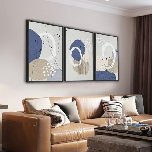 Large Framed Wall Art, Neutral Botanical Abstract Line Art, 24"x36"x3 - color: gray, size: 24"x36"x3 Framed