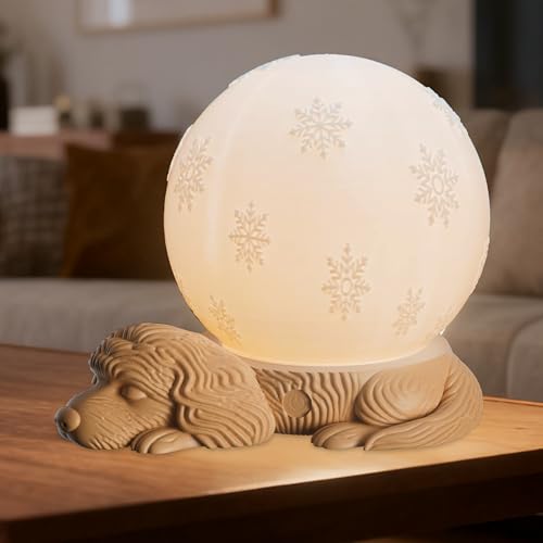 Cute Dog Table Lamp, Rechargeable Battery Powered Bedside Lamp, 3 Color Temperature Dimmable Cordless Lamp, USB C Charging Touch Lamp for Bedroom, Nightstand, Nursery - color: Khaki Base - Dog Lamp