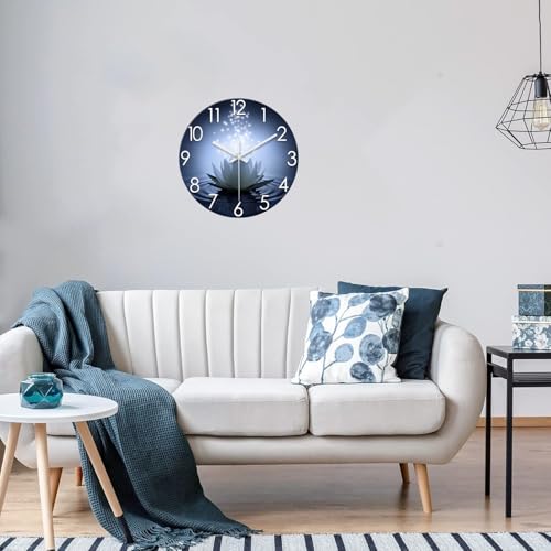 XFM Zen Lotus Flower Wall Clock Blue 12 Inch - color: White Lotus, size: 12 Inch