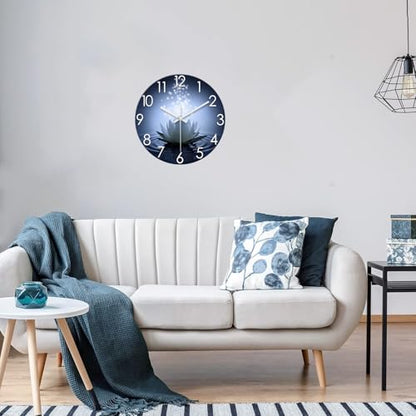 XFM Blue Zen Flowers Wall Clock 16 Inch White Lotus - color: White Lotus, size: 16 Inch