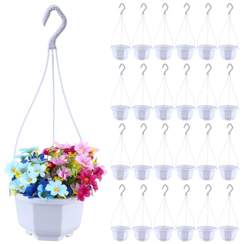 Roshtia 24 Pcs Hanging Planter Pot with Hook, Ceramic White, 6 Inch - color: Ceramic White, size: 6 Inch