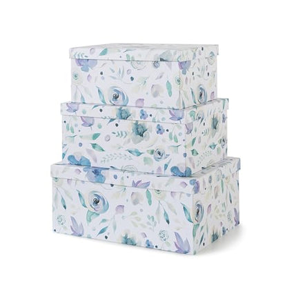 Soul & Lane - Handpicked Bouquet Floral Storage Boxes with Lids, Set of 3 - color: Handpicked Bouquet