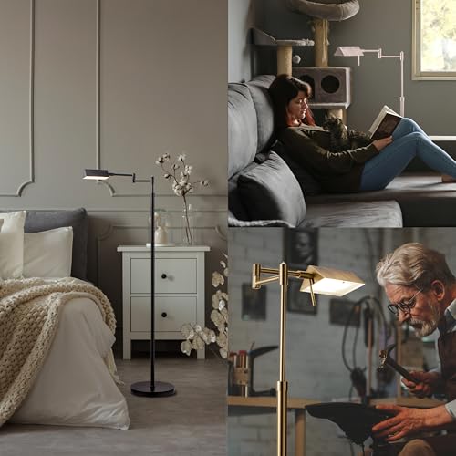 O'Bright Brook Adjustable Dimmable LED Pharmacy Floor Lamp, Brushed Nickel - color: Brushed Nickel