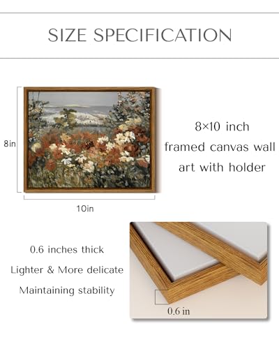 InSimSea Framed Canvas Wall Art Flower Home Decor Framed Vintage Botanical Prints Rustic Farmhouse Wall Decor Mid Century Modern Decor Art Prints Floral Room Decor for Living Room Bedroom 8x10in - color: Colorful Flowers, size: 10"L x 8"W