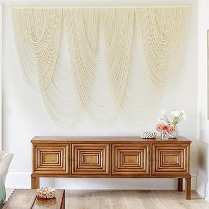 Macrame Wall Hanging Yarn Art Fiber Craftsmanship Tapestry 57"W*41"L - color: Ivory