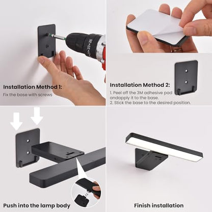 Picture Lights for Wall Battery Operated, 2 Pack Black 3CCT Dimmable Light - color: Black-3CCT
