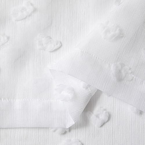 MYSKY HOME White Sheer Curtains with Pom Pom for Living Room 36x45,2 Panels - color: 1-white, size: 36"W x 45"L (Pack of 2)