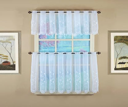 Today's Curtain, Sorento Embroidered Sheer Valance 13", White, 59"W x 13"L - color: White / White, size: 59"W x 13"L (Pack of 1)