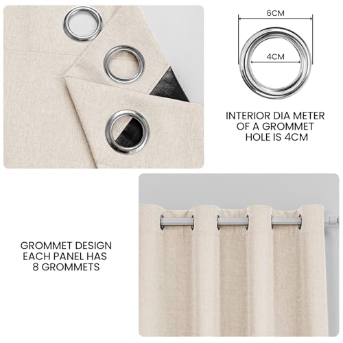 Faux Linen 100% Blackout Curtains, 42" W x 63" L (2 Panels) - color: Beige, size: 42"W x 63"L (Pack of 2)