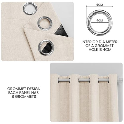 Faux Linen 100% Blackout Curtains, 52" W x 108" L (2 Panels) - color: Beige, size: 52"W x 108"L (Pack of 2)