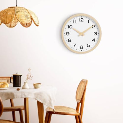 AKCISOT 8 Inch Wall Clock, Silent Battery Operated Analog Clock, Natural - color: D_natural, size: 8 Inch