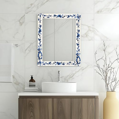 HOMETITUTE Peel and Stick Wallpaper Border 4x196in Blue Floral Pattern - color: blue flowers