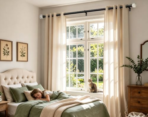 KAMANINA Black Curtain Rods for Windows 32-58 Inch Heavy Duty Drapery Rod - color: Black, size: 32-58"