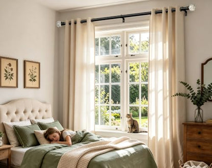 KAMANINA Black Curtain Rods for Windows 48-84 Inches Heavy Duty Drapery Rod - color: Black, size: 48-84"
