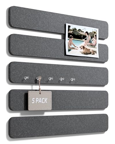 Fluxynara 13" x 2" Felt Wall Panels, Charcoal Gray - color: Charcoal Gray, size: 5-pack