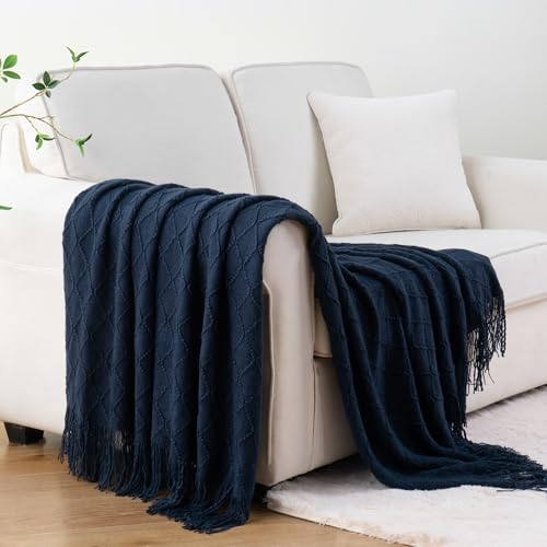 BATTILO HOME Navy Blue Throw Blanket for Couch, 52"x80" - color: Navy, size: 52 x 80 in.