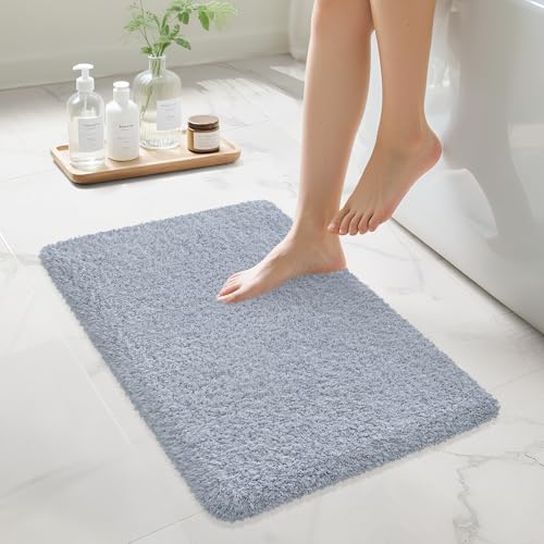 Bathroom Rugs Non Slip 24"x16" Soft Absorbent Bath Mat, Blue Grey - color: Blue Grey, size: 24" x 16" (Rectangular)