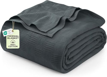 Utopia Bedding Smoke Gray 100% Cotton Blanket [Twin Size - 90x72 Inch] Lightweight, Soft and Breathable Thermal Blanket for All Seasons (Pack of 10) - color: Smoke Gray, size: Twin (Pack of 10)