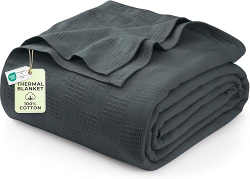 Utopia Bedding Smoke Gray 100% Cotton Blanket [Twin Size - 90x72 Inch] Lightweight, Soft and Breathable Thermal Blanket for All Seasons (Pack of 10) - color: Smoke Gray, size: Twin (Pack of 10)