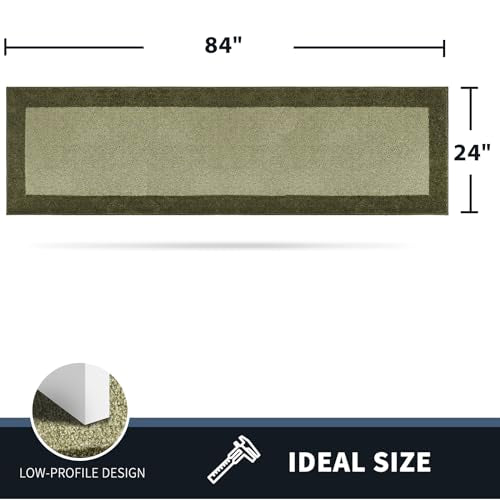 PURRUGS Hallway Runner Rug, 24" x 84", Budding Green & Sage Green - color: Budding Green & Sage Green, size: 24" X 84"