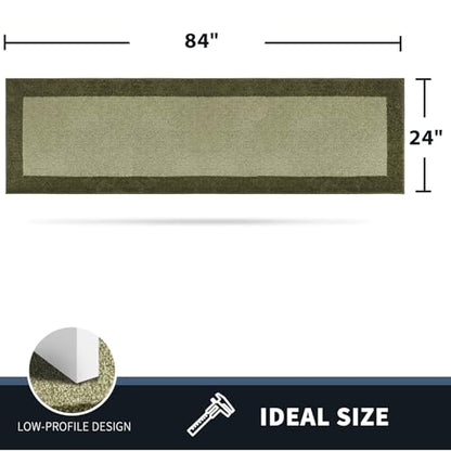 PURRUGS Hallway Runner Rug, 24" x 84", Budding Green & Sage Green - color: Budding Green & Sage Green, size: 24" X 84"