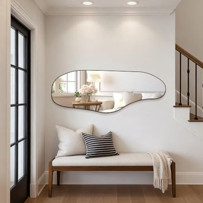 65.7"x24" Irregular Full Length Mirror, Abstract Wall Mirror - color: Black Frameless