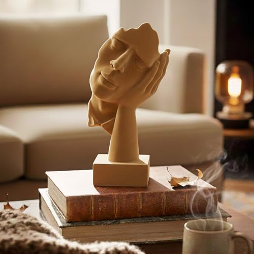 Thinker Statue Hear No Evil with Soft Velvety Texture, Brown - color: Nohear-brown