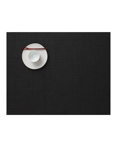 Chilewich Mini Basketweave Placemats, Woven Rectangle Placemats Set of 4 - color: Black, size: 14"x19"