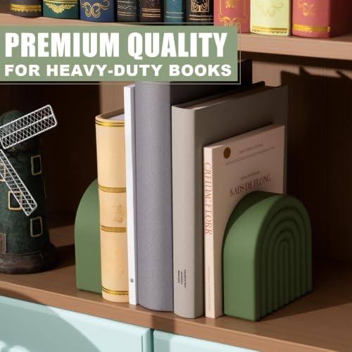 Sage Green 2 Pcs Boho Arch Concrete Bookends for Shelves, Rainbow - color: Sage Green, style: Rainbow